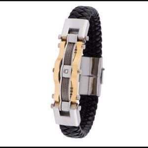 Invicta Men's 2 tone Titanium & Leather Bracelet